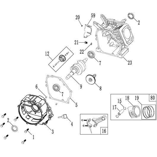 Картер, поршень, шатун и коленвал Champion GG3300